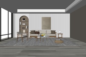 北欧风格沙发茶几组合模型