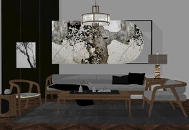 中试沙发茶几组合模型客厅