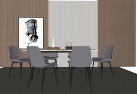 桌椅组合室内家具模型