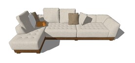 L型3人座布艺沙发模型