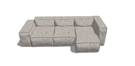 布艺三人沙发模型