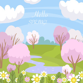 春天卡通风景