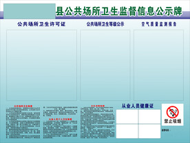 公共场所卫生监督信息公示牌