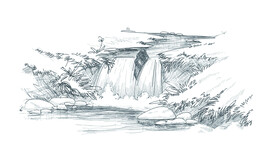 手绘 山水画