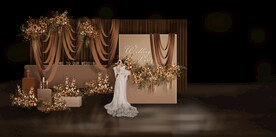 咖色布幔婚礼迎宾区 主舞台