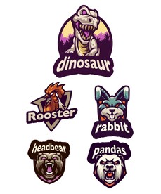 卡通动物徽章