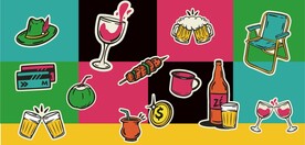 啤酒酒杯插画元素