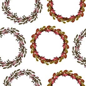 水彩叶子圆环