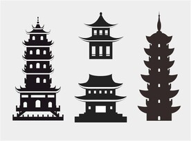 宝塔剪影矢量素材