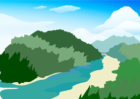 自然景观天空山水矢量背景