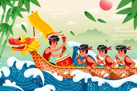 赛龙舟插画