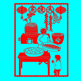 蒸馒头剪纸