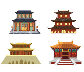 国潮建筑插画