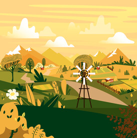 生态农村插画