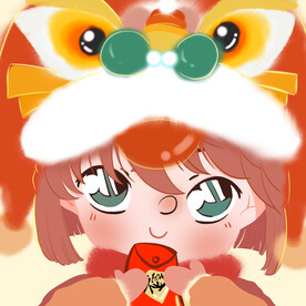小女孩过年红包插画