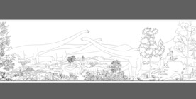 卡通场景 白描图