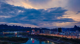 河边落日景