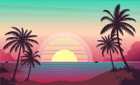 椰树沙滩背景