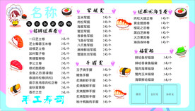 寿司价格表菜单价目表