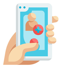 线上购物图标 手握手机