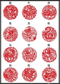 十二生肖剪纸矢量图