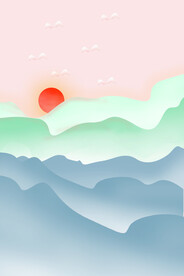 山水插画素材