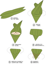 端午节包粽子方法卡通 