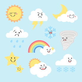 卡通云朵天气