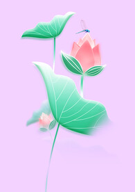 手绘荷花图片