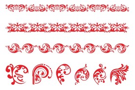 红色中国花纹花边
