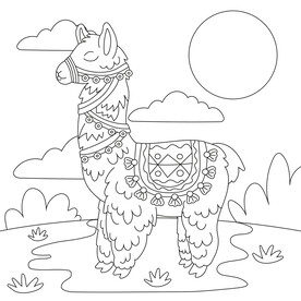 矢量线条羊驼