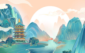 国潮国风水墨山水