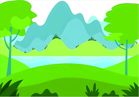高清卡通户外树林风景