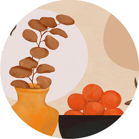 树叶瓶子水彩静物挂画装饰画