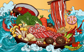 国潮餐饮插画