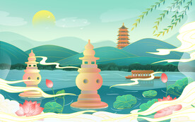 中国风山水画 