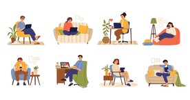 休闲办公卡通矢量插画