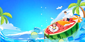 夏天小孩子嬉戏插画