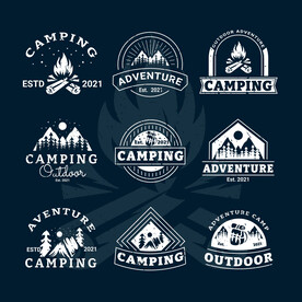 徒步登山矢量LOGO元素