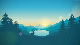 绿色高山湖泊插画风格背景