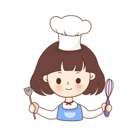 可爱烹饪短发厨师女孩