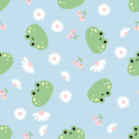 小青蛙 小雏菊 家纺印花设计