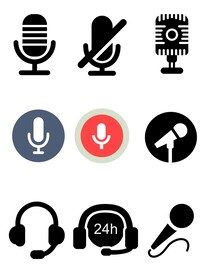 话筒静音耳机图标矢量图