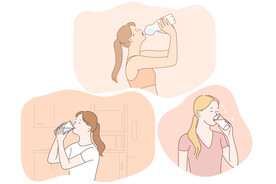 卡通喝水