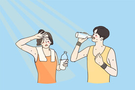 卡通喝水