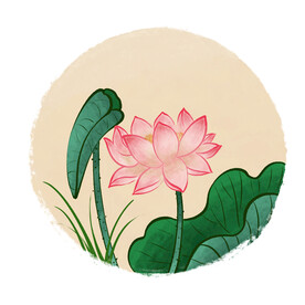 中国风古典古风荷花矢量图