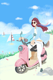 夏日旅行插画