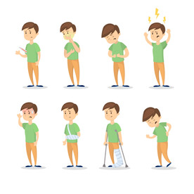 生病小人插画