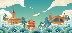 武汉地标插画