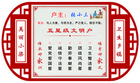 五星级文明户门牌